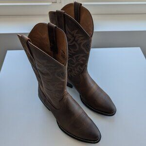 Ariat Heritage R Toe Western Boot - 9 EE (Wide) - Distressed Brown